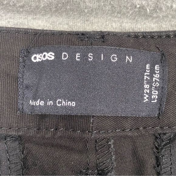 Asos Design Womens Black Button Fly Straight Leg Skinny Ankle Pants Size 28x30‎ - Picture 6 of 15